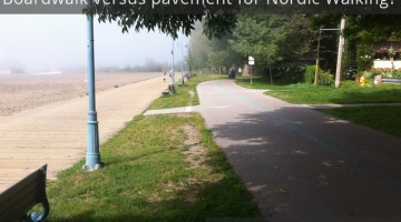 boardwalk-versus-pavement for Nordic Walking